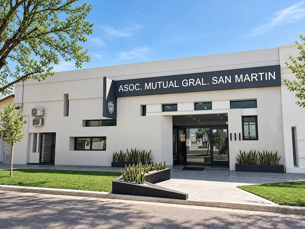 Fachada de la Casa Central de Asociación Mutual General San Martín en San Martín de las Escobas